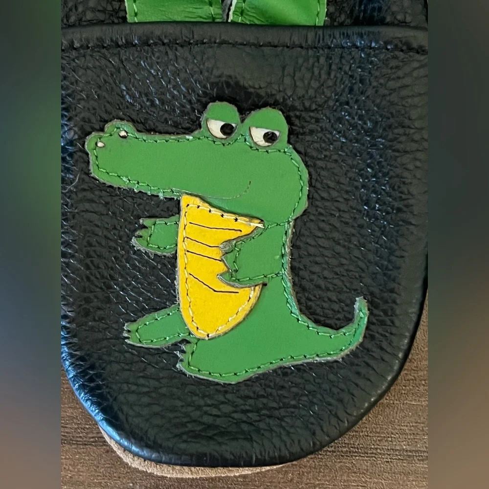 Augusta Baby Size 12-18 month Leather Black & Green With Alligator Slippers